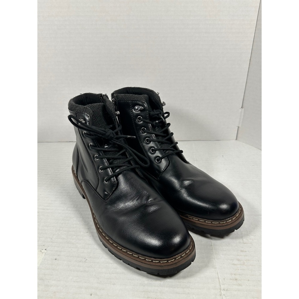 Madden NYC Mens Combat Boots Black Lace Up Side Zip MNMN43AM676 Size 12